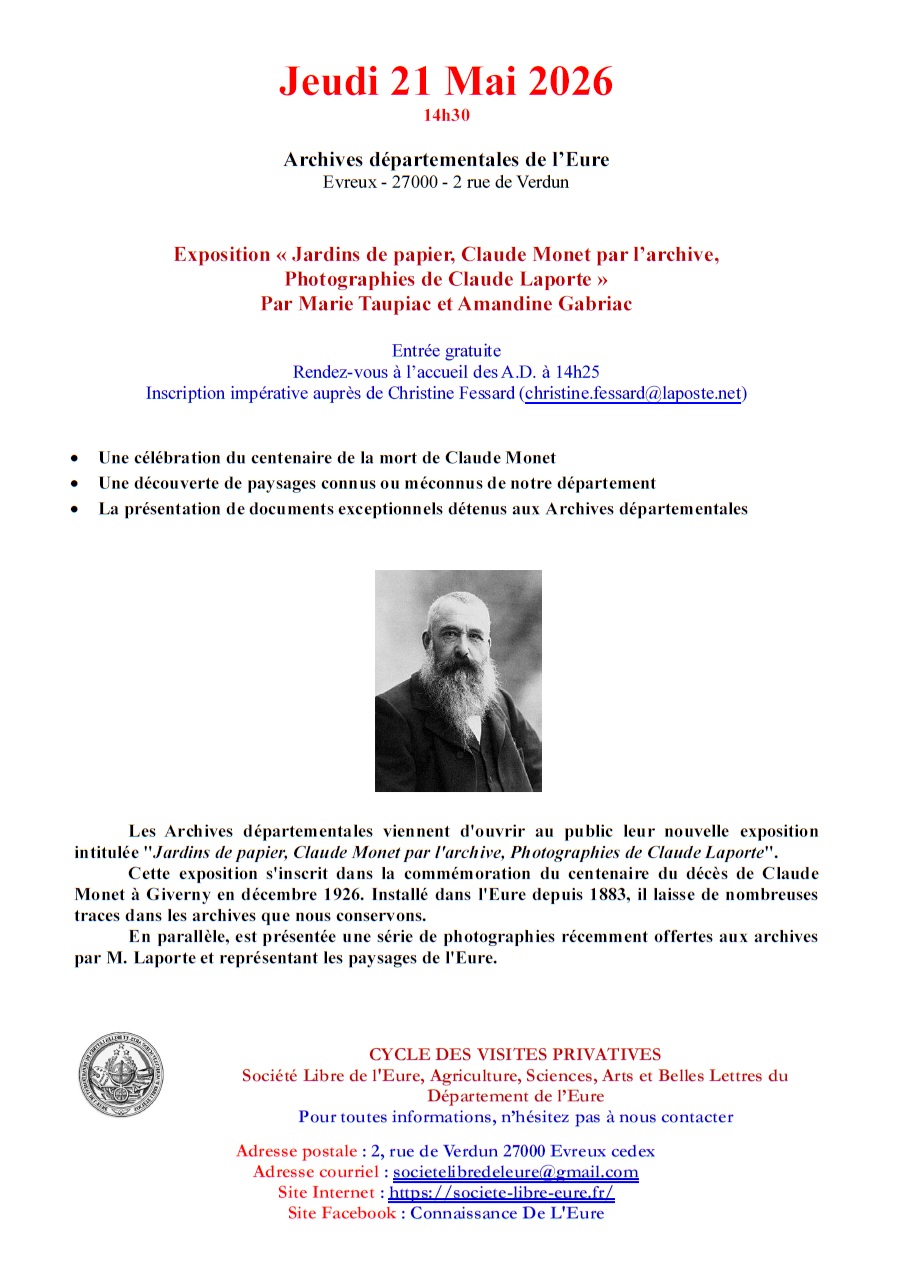 Visite de l’exposition aux Archives Départementales : « Jardins de papier, Claude Monet par l’archive »
