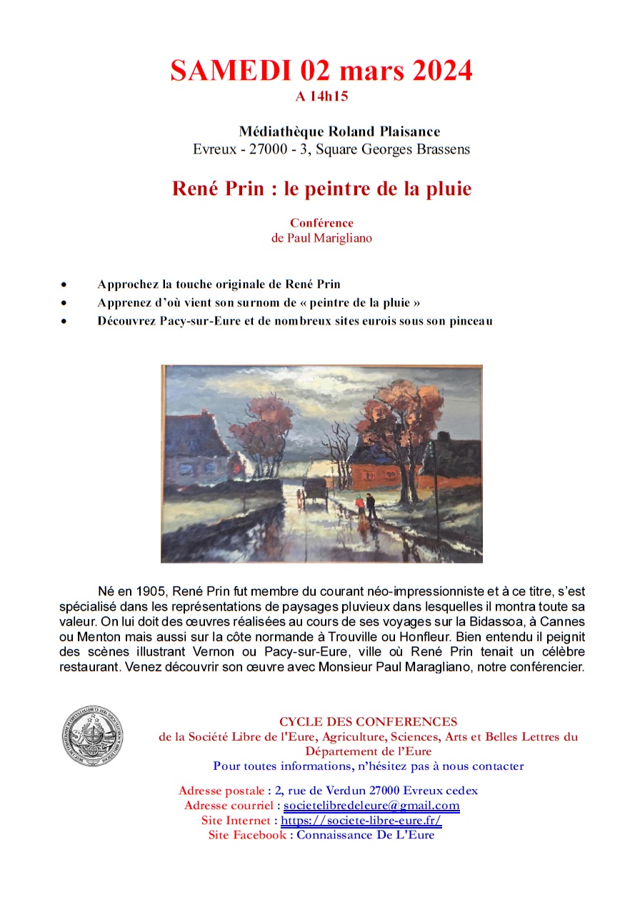 2 mars 2024 – René PRIN : Le peintre de la pluie